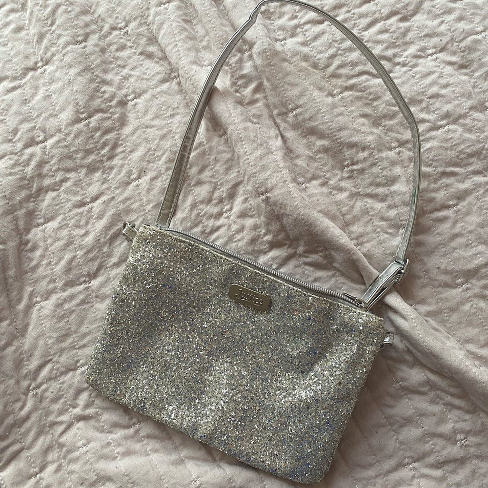 Y2K “Justice” silver crossbody bag!